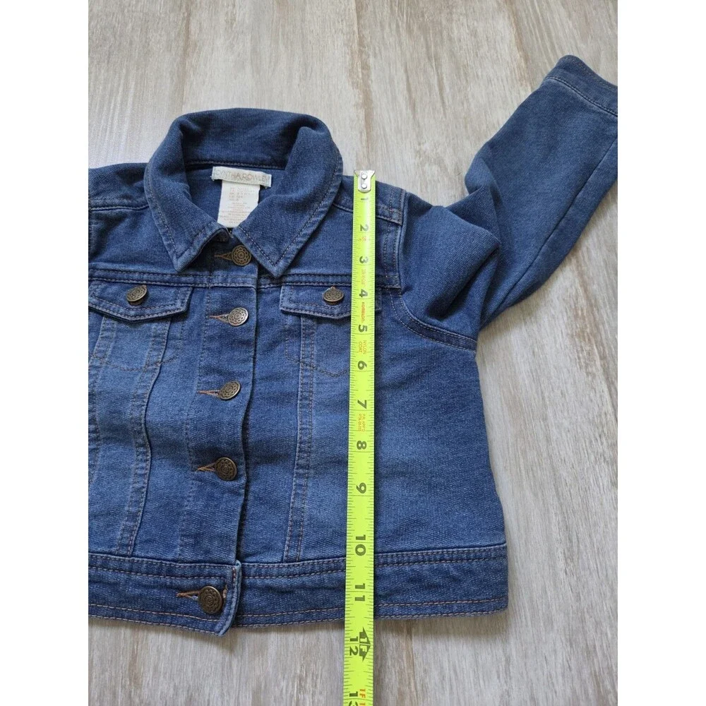Cynthia Rowley Girls Knit Denim Jacket Blue Button Front Stretch XS 4 EUC